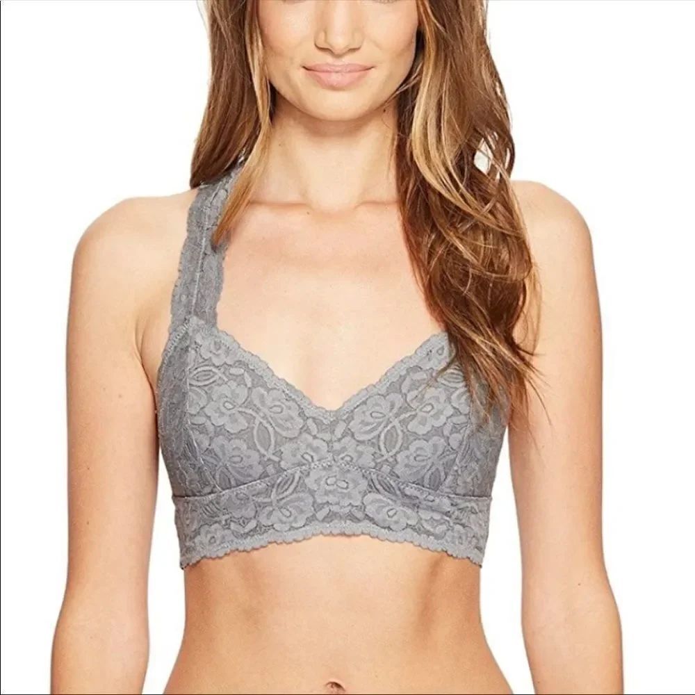 Free People Galloon Lace Racerback In Grey XS
